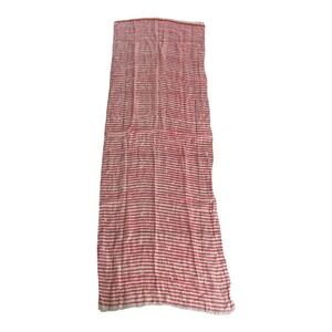 See Design Scarf Womens‎ OS Pink White Striped 100% Linen Wrap Shawl